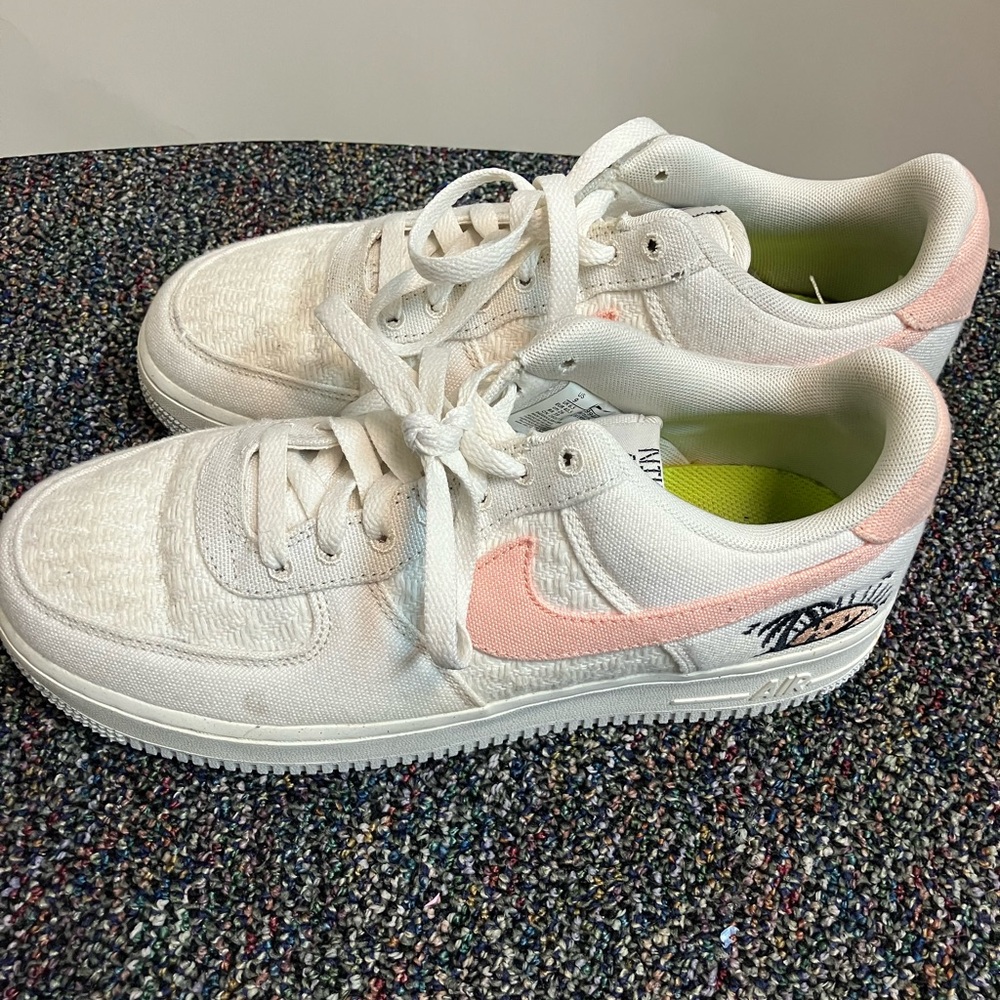 Nike White and Neon Green Sneakers